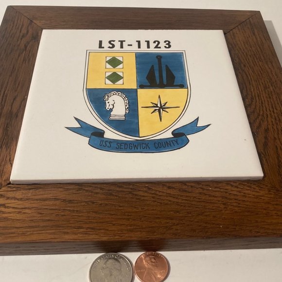 Accents Vintage Wooden And Metal Navy Plaque Uss Sedgwick County Lst1123 Us Navy Poshmark